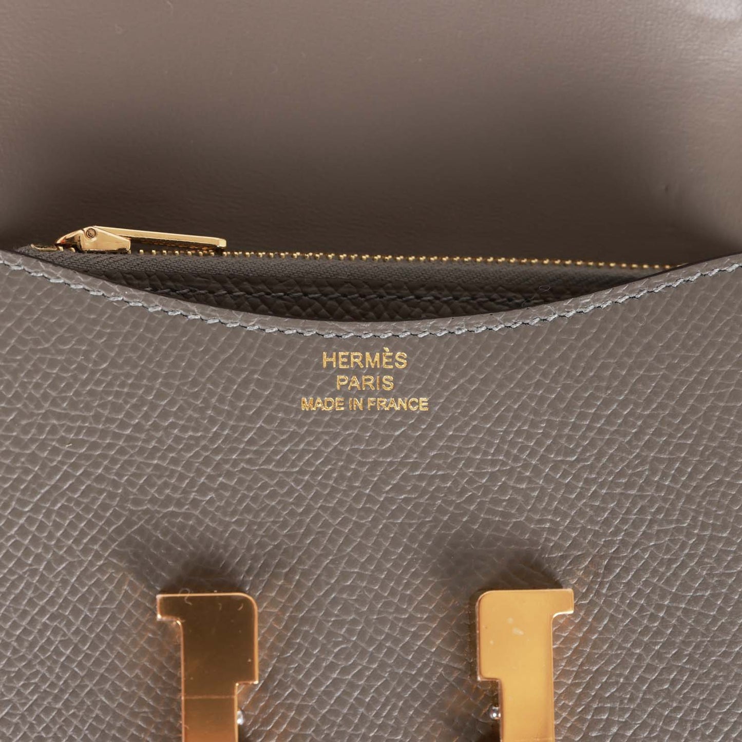 Hermes Constance Slim Wallet Gris Meyer Epsom Gold Hardware