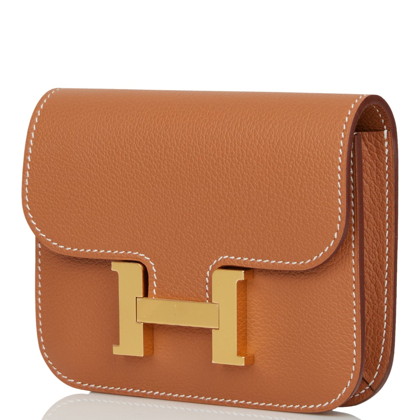 Hermes Constance Slim Wallet Gold Evercolor Gold Hardware