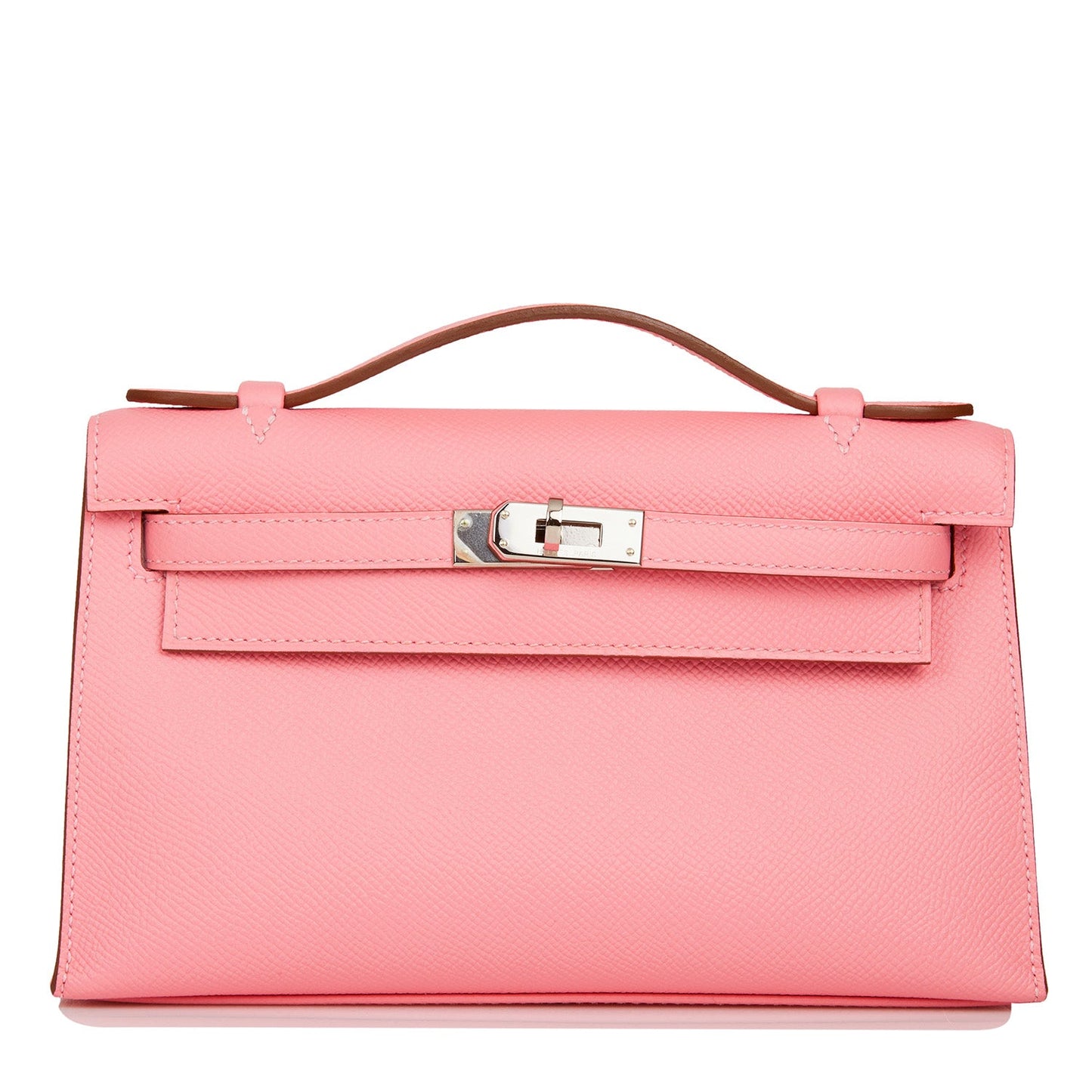 Pre-owned Hermes Kelly Pochette Rose Confetti Epsom Palladium Hardware