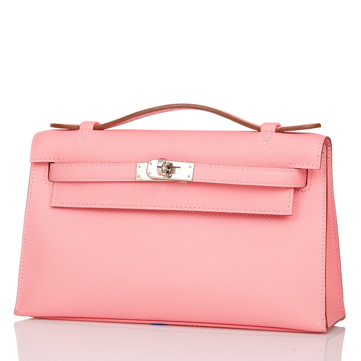 Pre-owned Hermes Kelly Pochette Rose Confetti Epsom Palladium Hardware