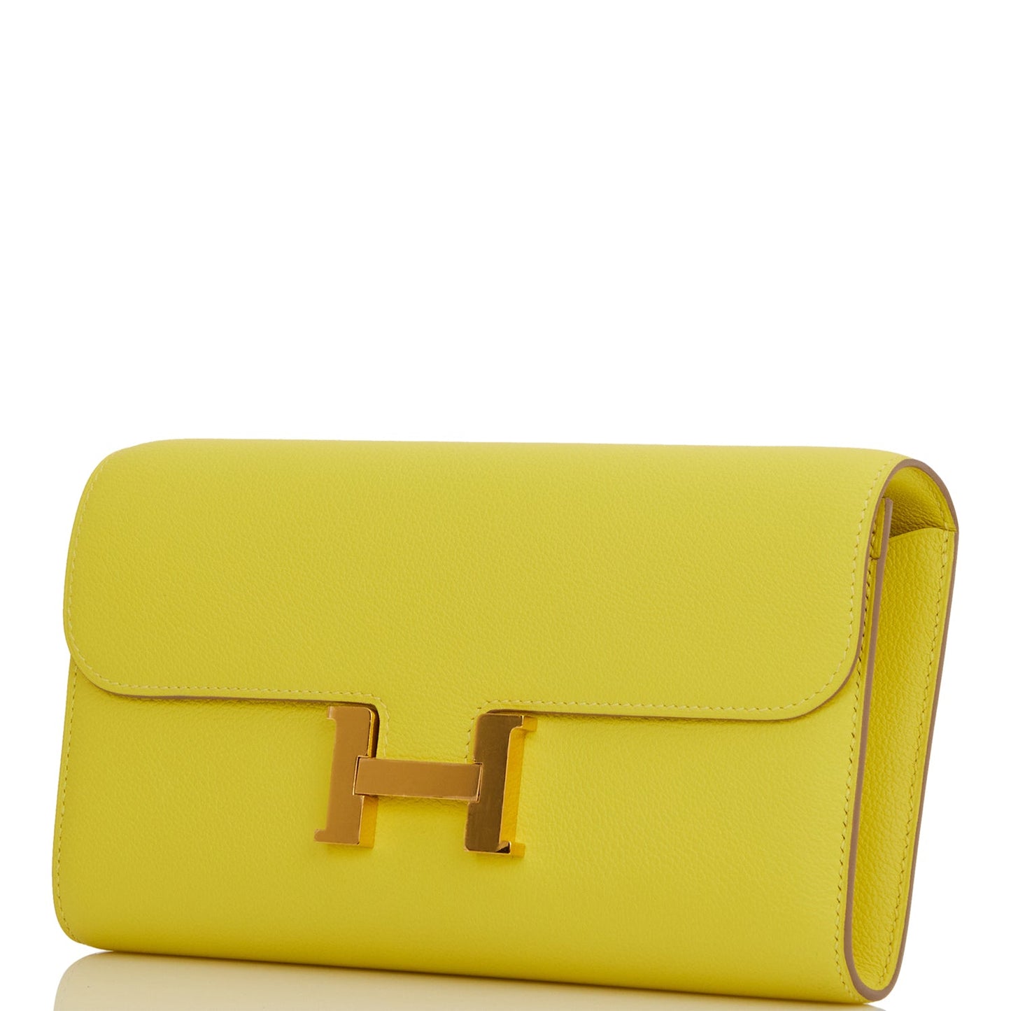 Hermes Constance Wallet To Go Lime Evercolor Gold Hardware