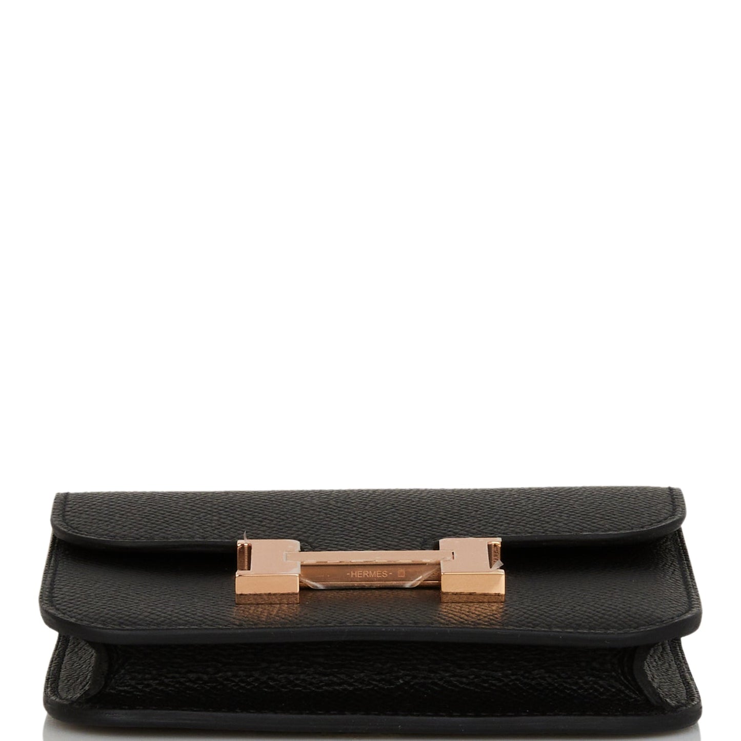 Hermes Constance Slim Wallet Black Epsom Rose Gold Hardware