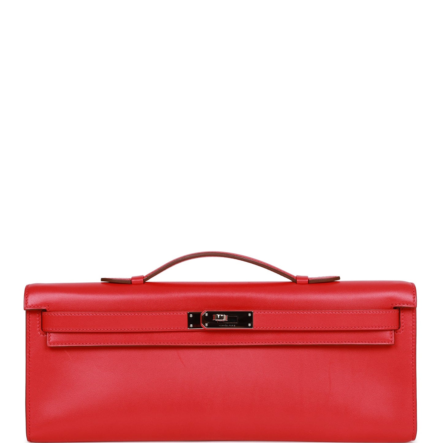 Pre-owned Hermes Kelly Cut Vermillion Swift Palladium Hardware