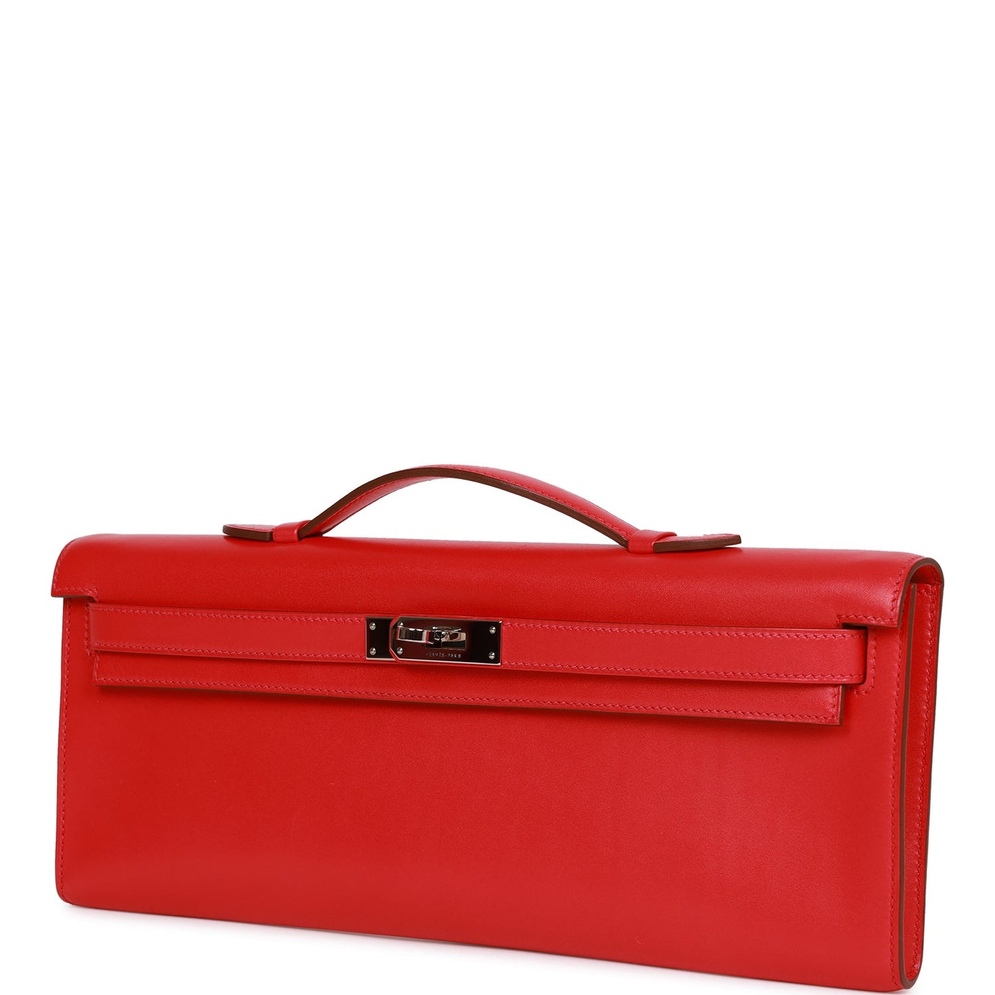 Pre-owned Hermes Kelly Cut Vermillion Swift Palladium Hardware