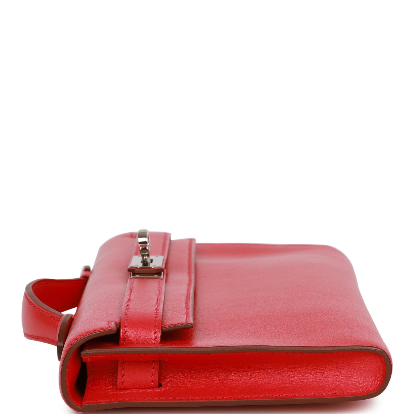 Pre-owned Hermes Kelly Cut Vermillion Swift Palladium Hardware