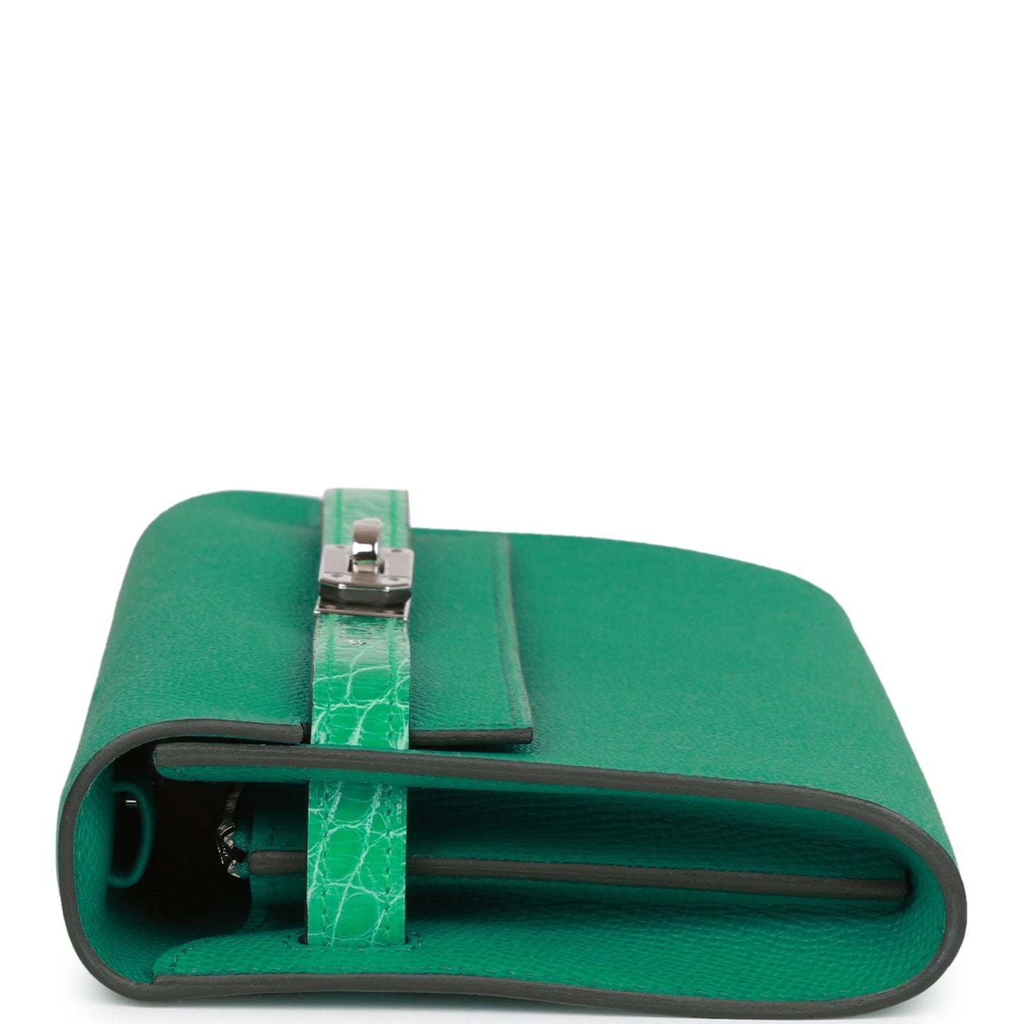 Hermes Touch Kelly Wallet To Go Vert Jade Epsom and Shiny Alligator Palladium Hardware