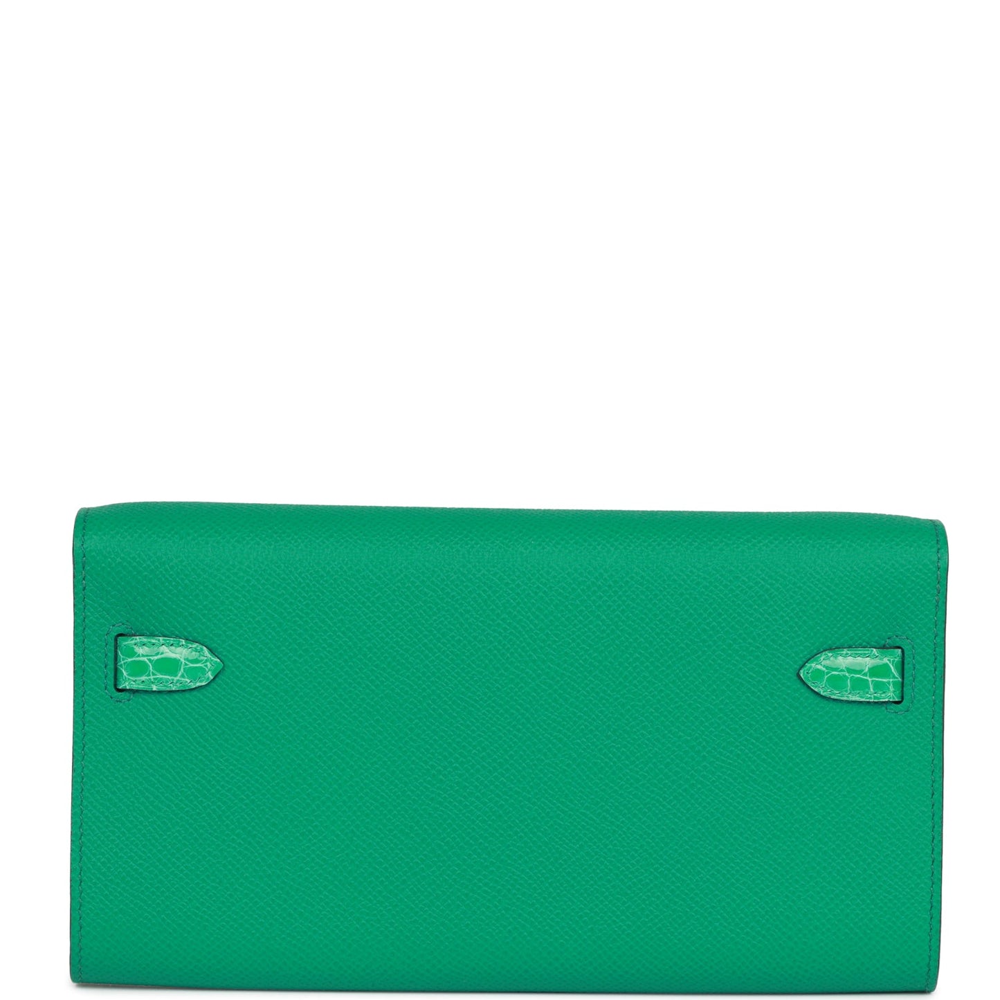 Hermes Touch Kelly Wallet To Go Vert Jade Epsom and Shiny Alligator Palladium Hardware