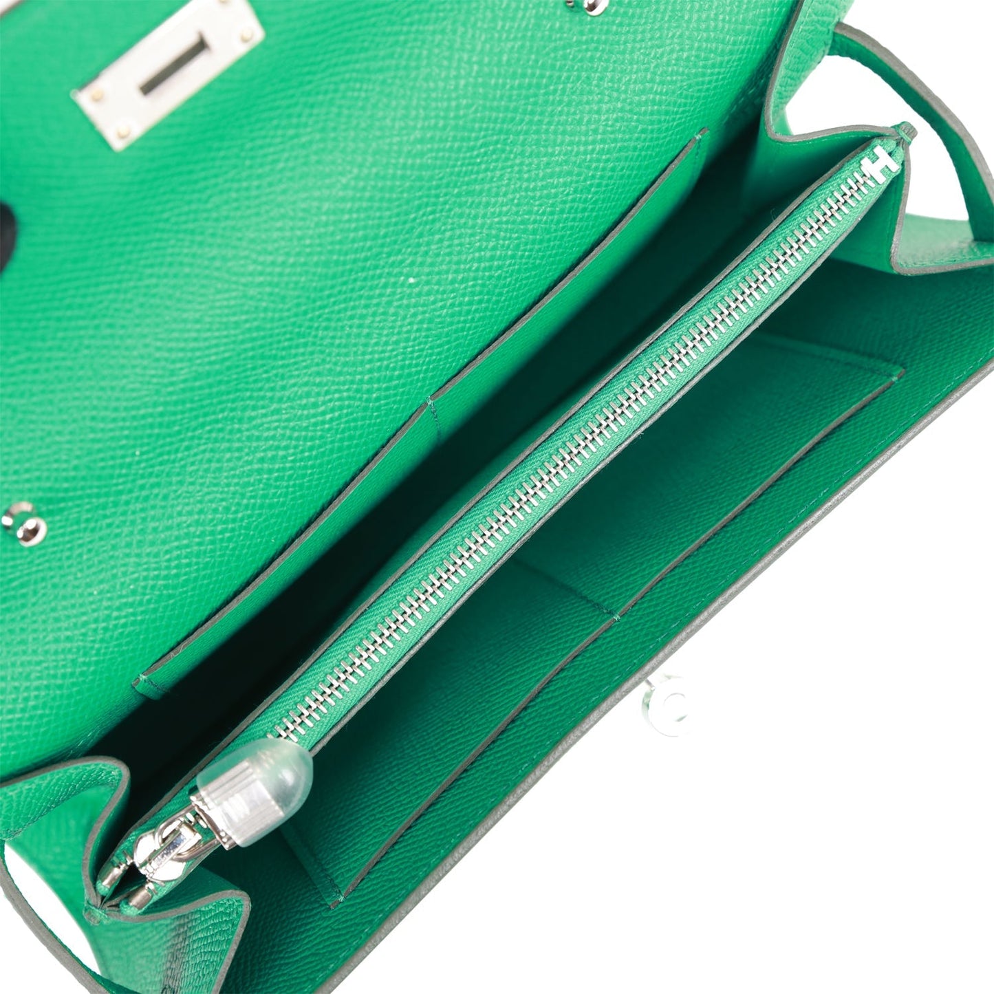 Hermes Touch Kelly Wallet To Go Vert Jade Epsom and Shiny Alligator Palladium Hardware