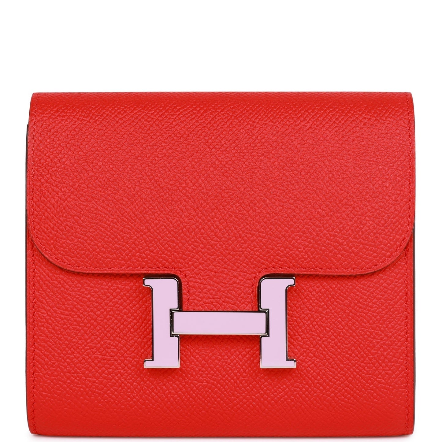 Hermes Constance Compact Wallet Rouge de Coeur Epsom Rose Sakura Enamel and Palladium Hardware