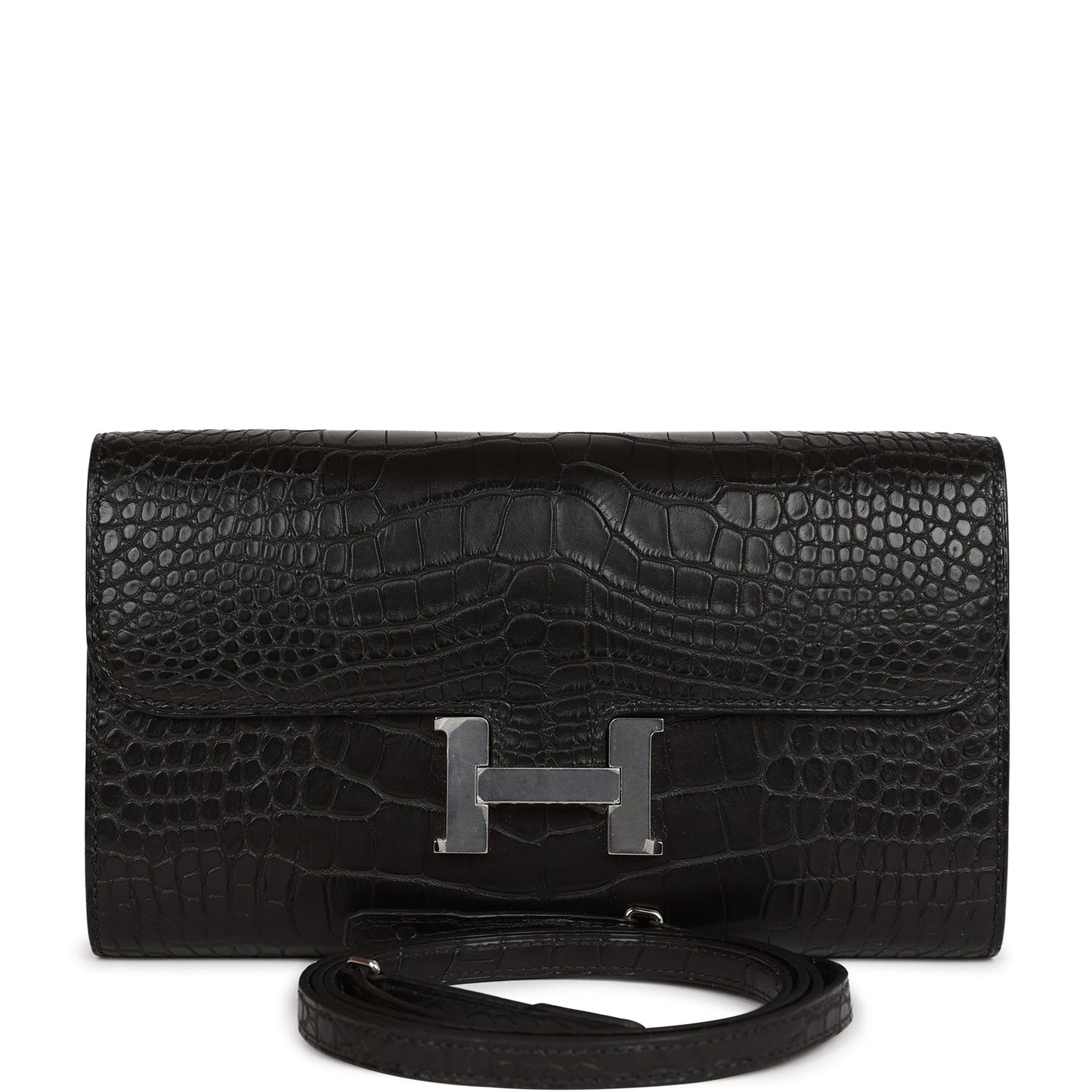 Hermes Constance Wallet To Go Black Matte Alligator Palladium Hardware