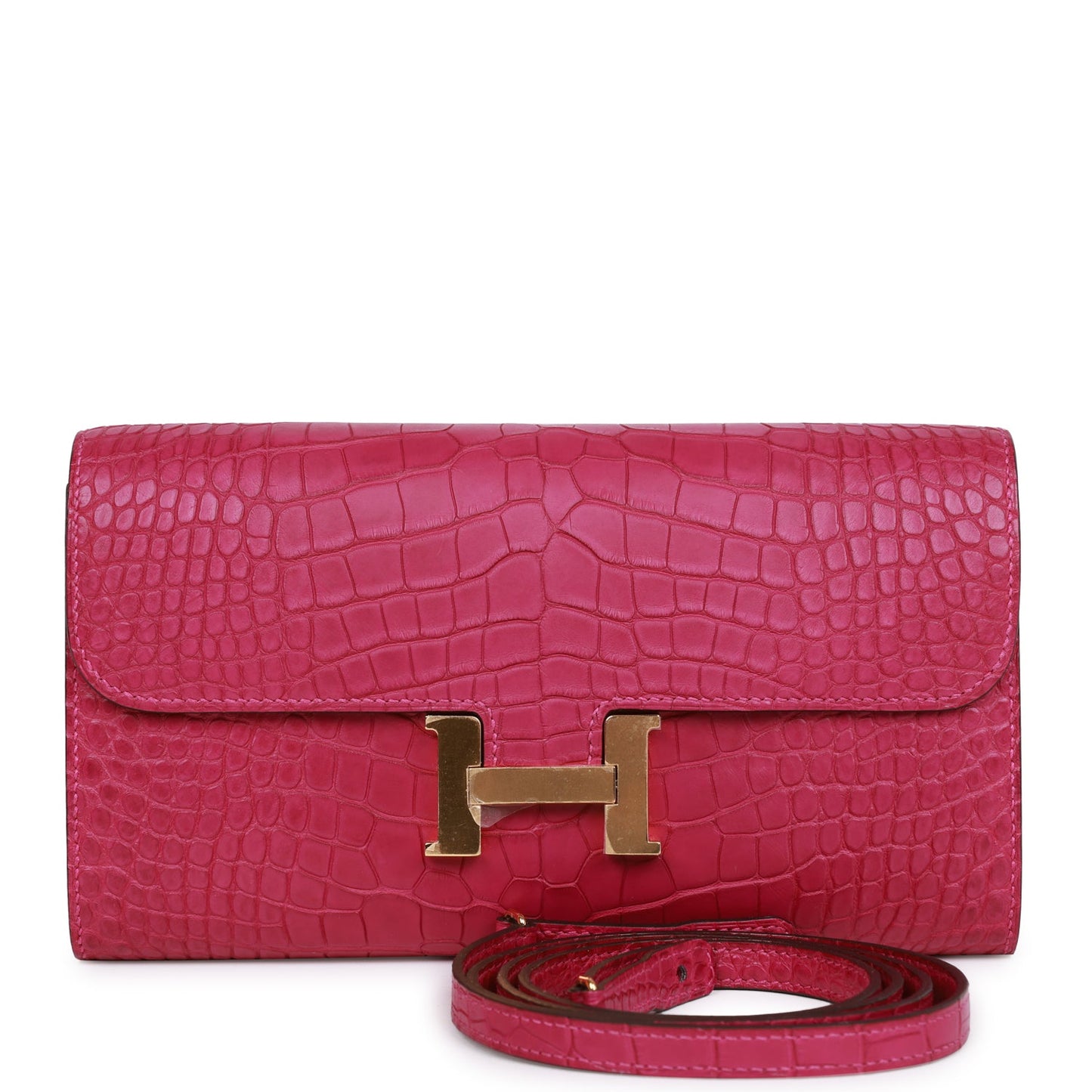 Hermes Constance Wallet To Go Rose Scheherazade Matte Alligator Gold Hardware