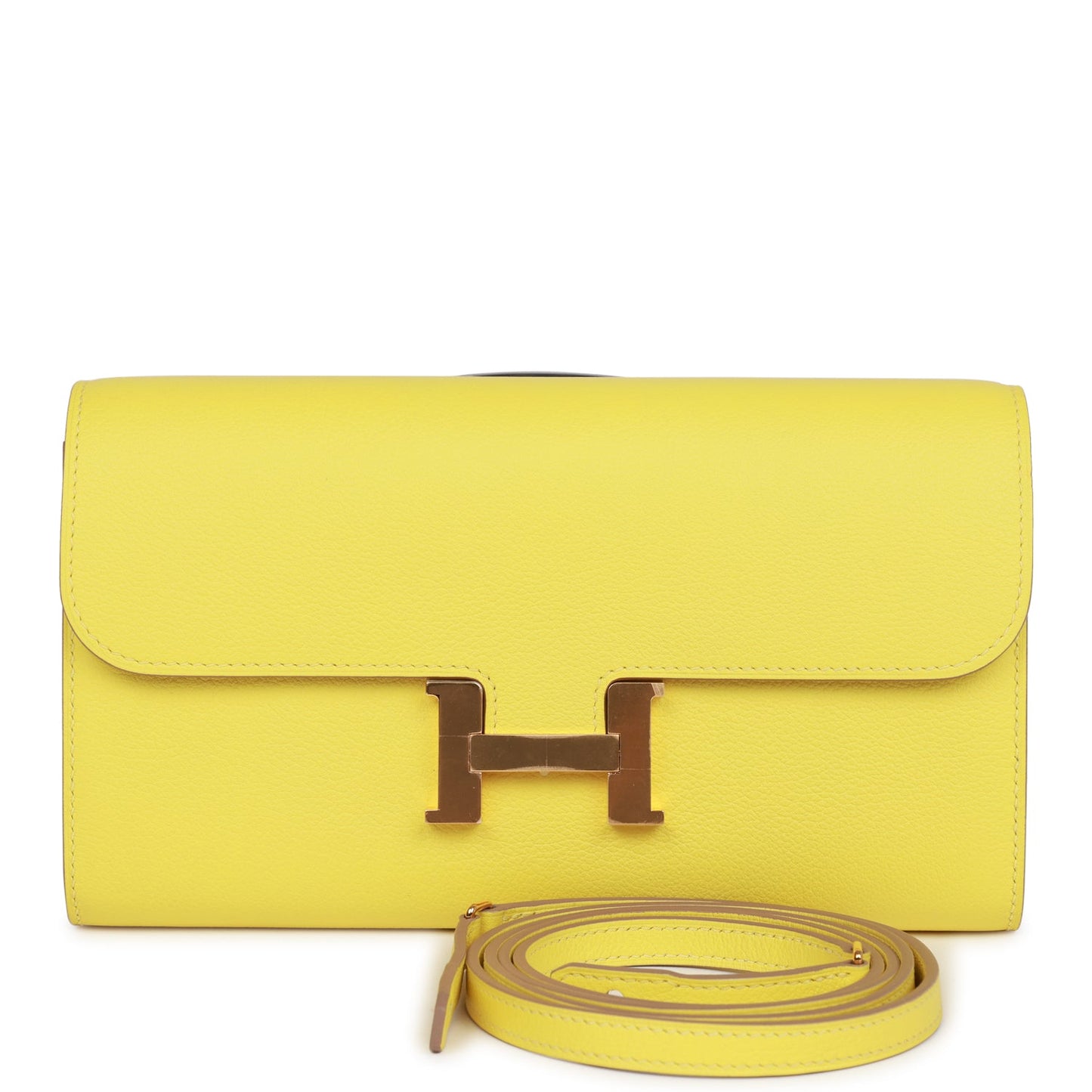 Hermes Constance Wallet To Go Lime Evercolor Gold Hardware