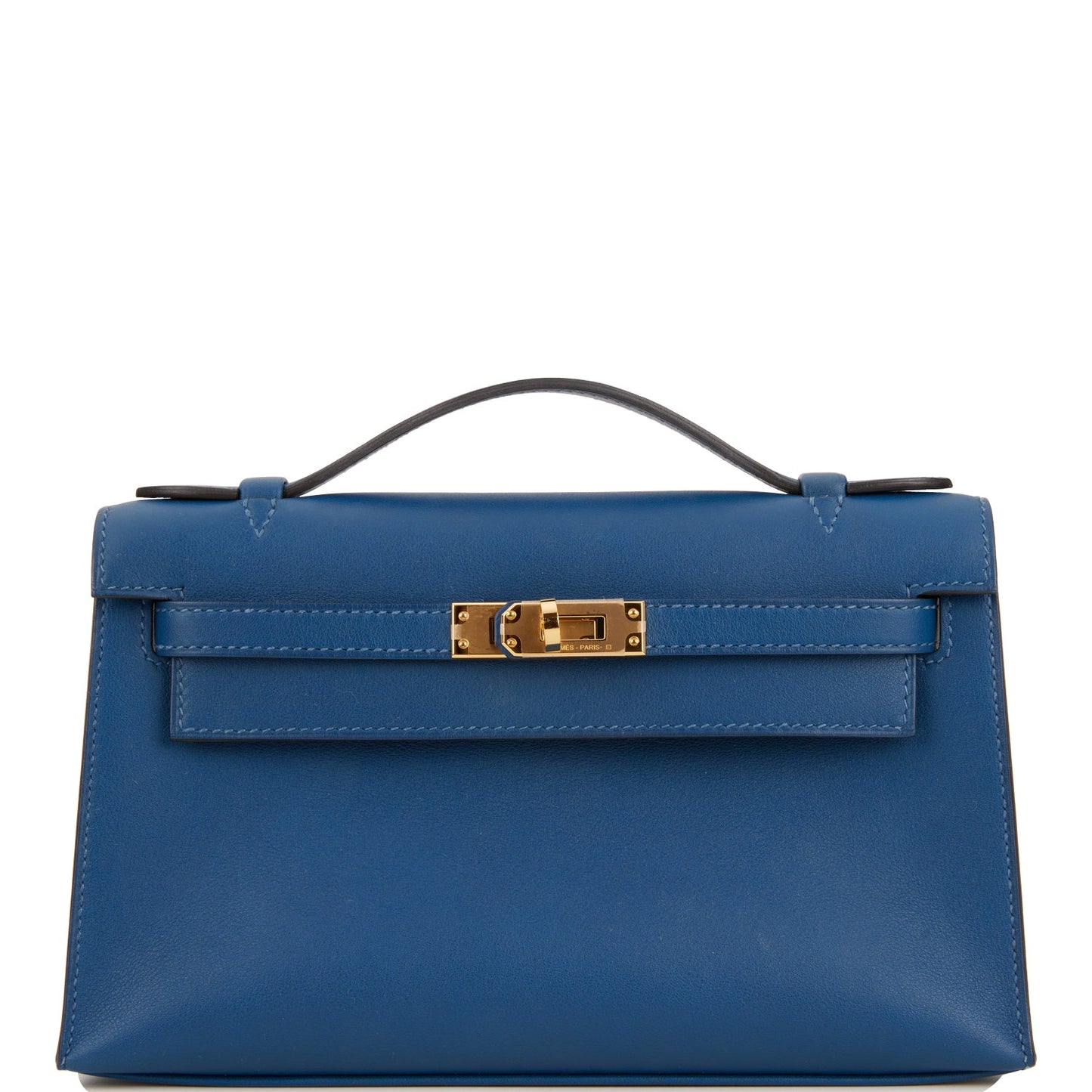 Pre-owned Hermes Kelly Pochette Deep Blue Swift Gold Hardware