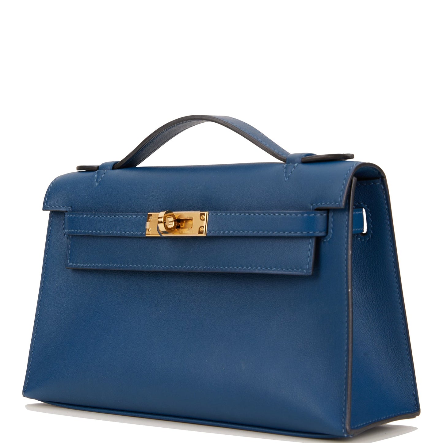 Pre-owned Hermes Kelly Pochette Deep Blue Swift Gold Hardware