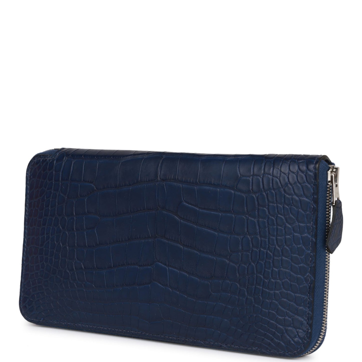 Hermes Azap Classic Wallet Bleu Saphir Matte Alligator Palladium Hardware