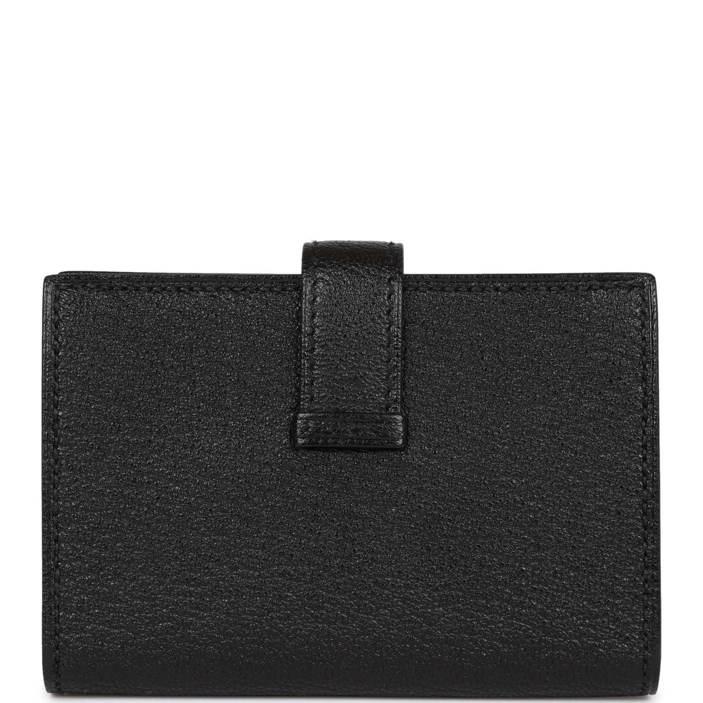 Hermes Bearn Card Holder Wallet Black Chevre Palladium Hardware