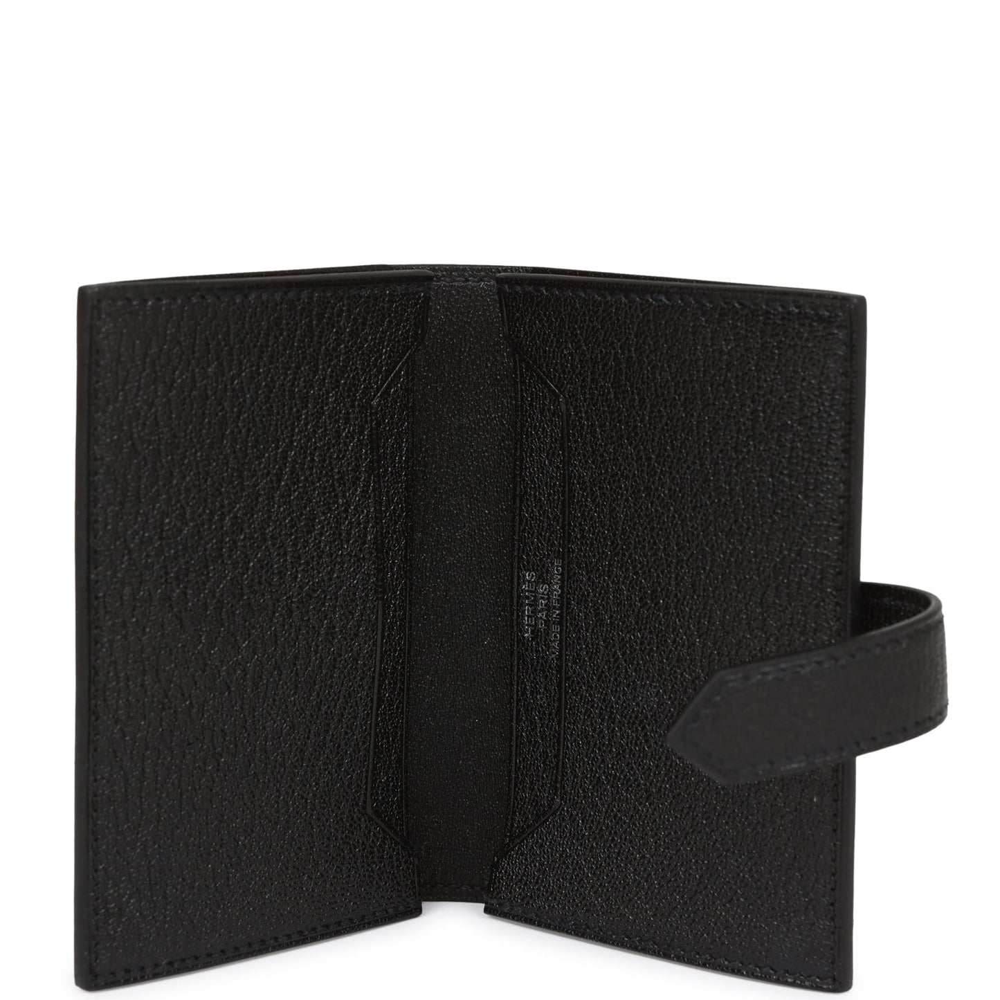 Hermes Bearn Card Holder Wallet Black Chevre Palladium Hardware