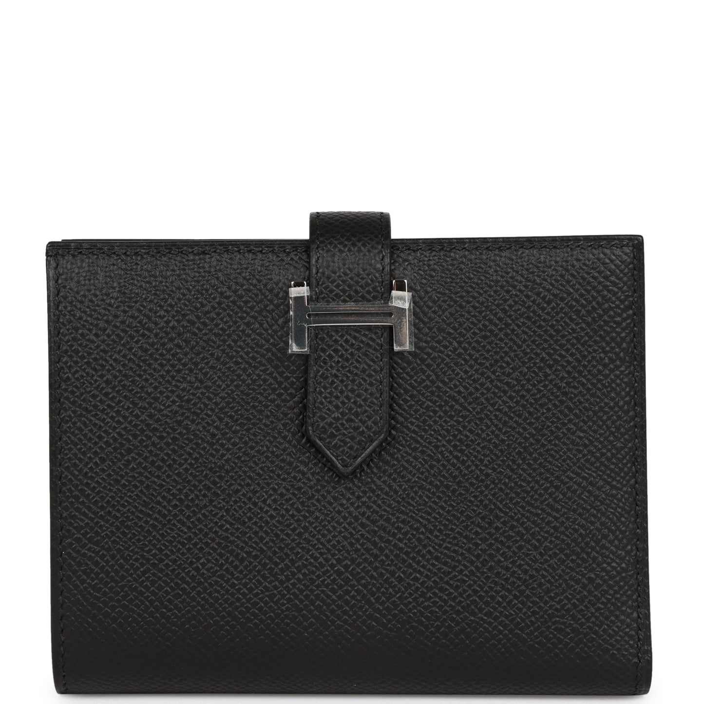 Hermes Bearn Compact Wallet Black Epsom Palladium Hardware