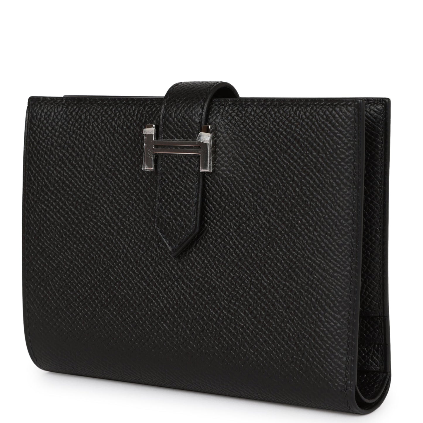 Hermes Bearn Compact Wallet Black Epsom Palladium Hardware