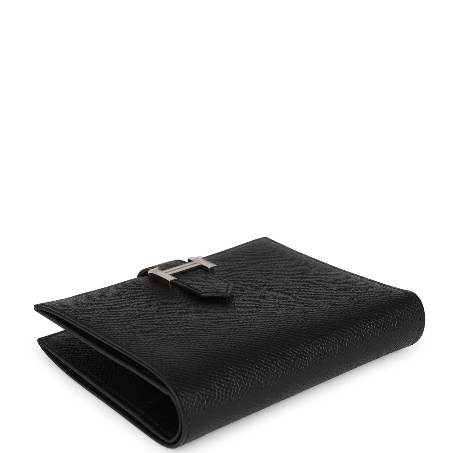 Hermes Bearn Compact Wallet Black Epsom Palladium Hardware