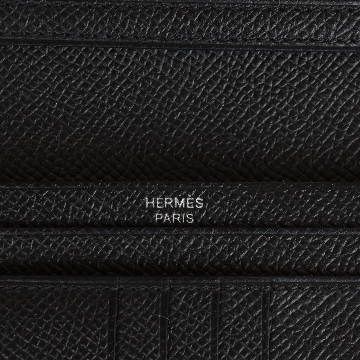 Hermes Bearn Compact Wallet Black Epsom Palladium Hardware