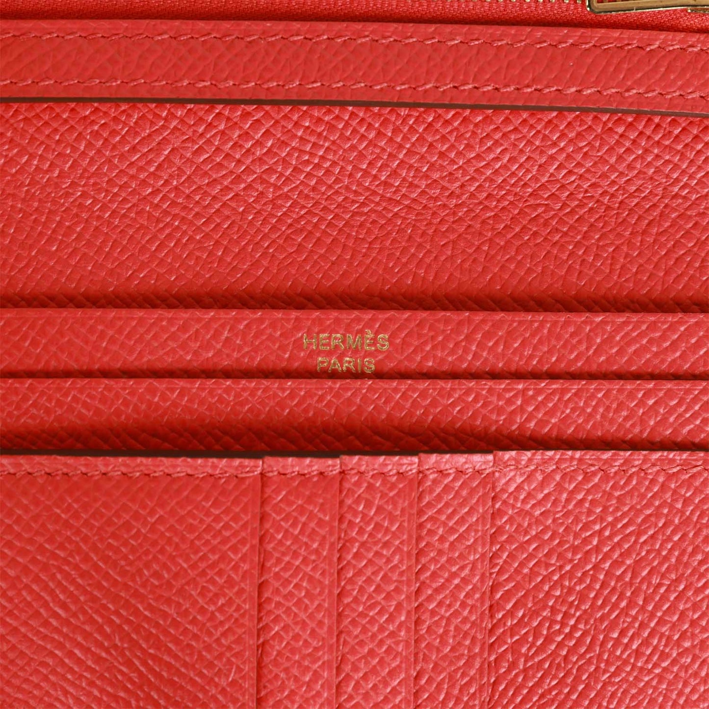 Pre-owned Hermes Bearn Compact Wallet Rouge de Coeur Epsom Gold Hardware