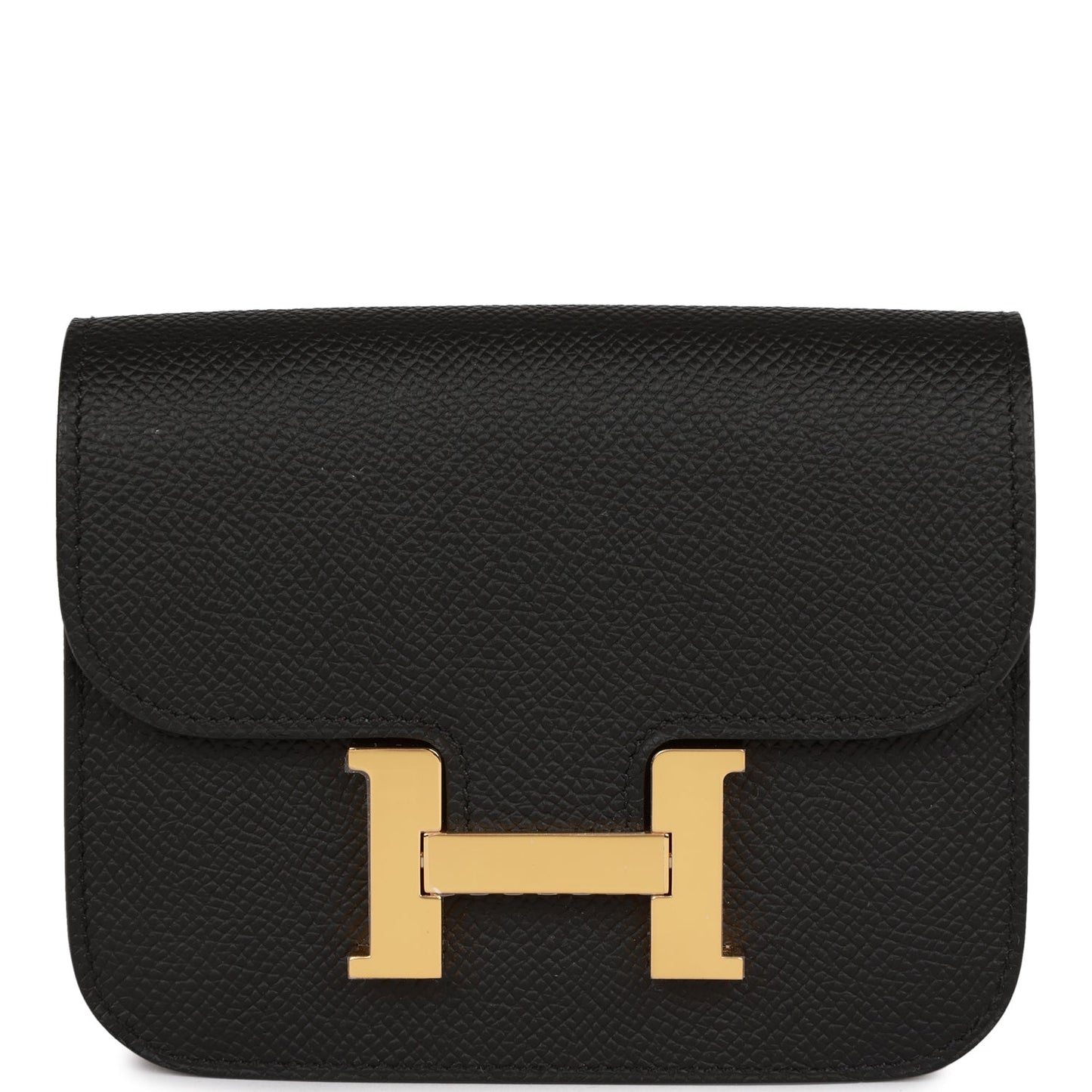 Hermes Constance Slim Wallet Black Epsom Gold Hardware