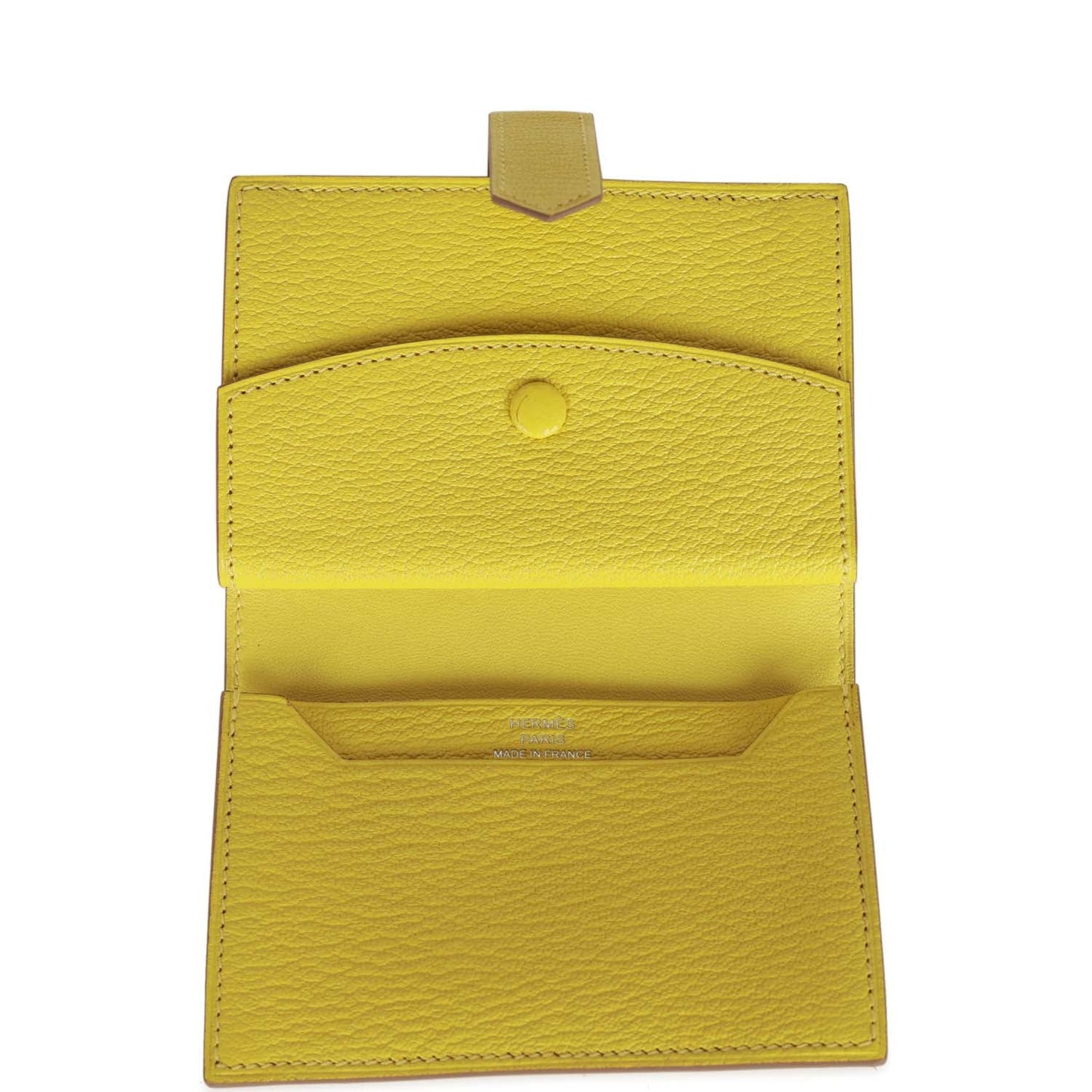 Hermes Bearn Mini Wallet Lime Chevre Mysore Palladium Hardware