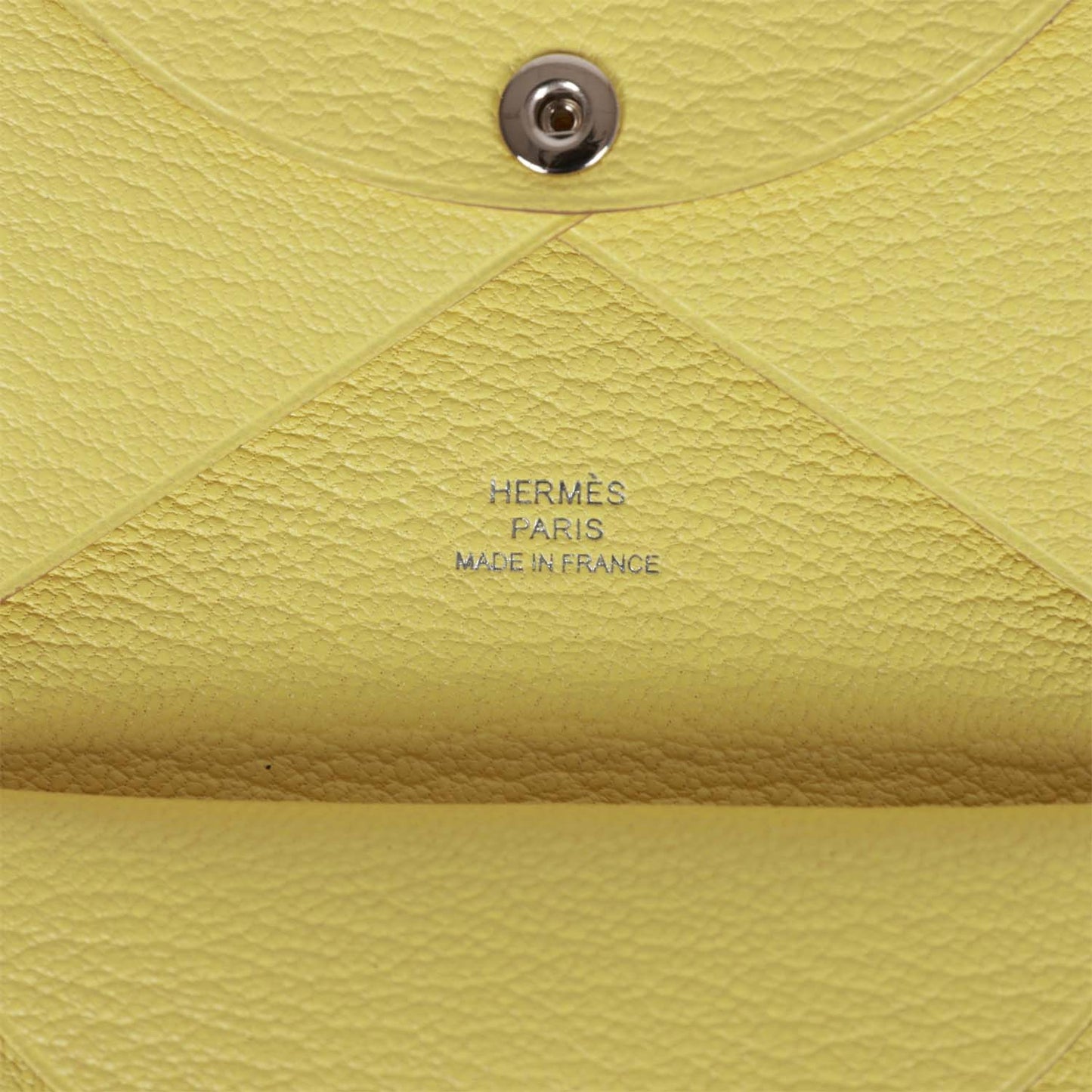 Hermes Calvi Duo Compact Card Holder Limoncello Chevre Mysore Palladium Hardware