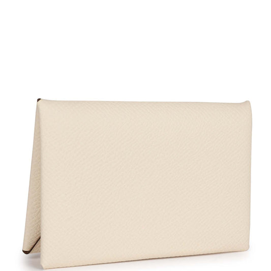 Hermes Calvi Card Holder Nata Verso Epsom Palladium Hardware