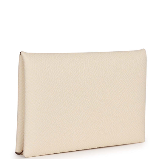 Hermes Calvi Card Holder Nata Epsom Palladium Hardware