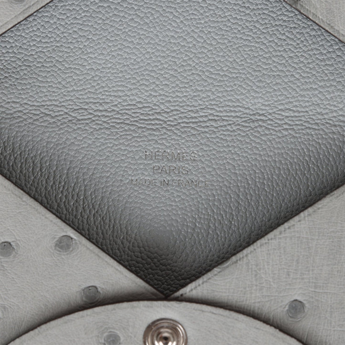 Hermes Calvi Card Holder Gris Perle Ostrich Palladium Hardware