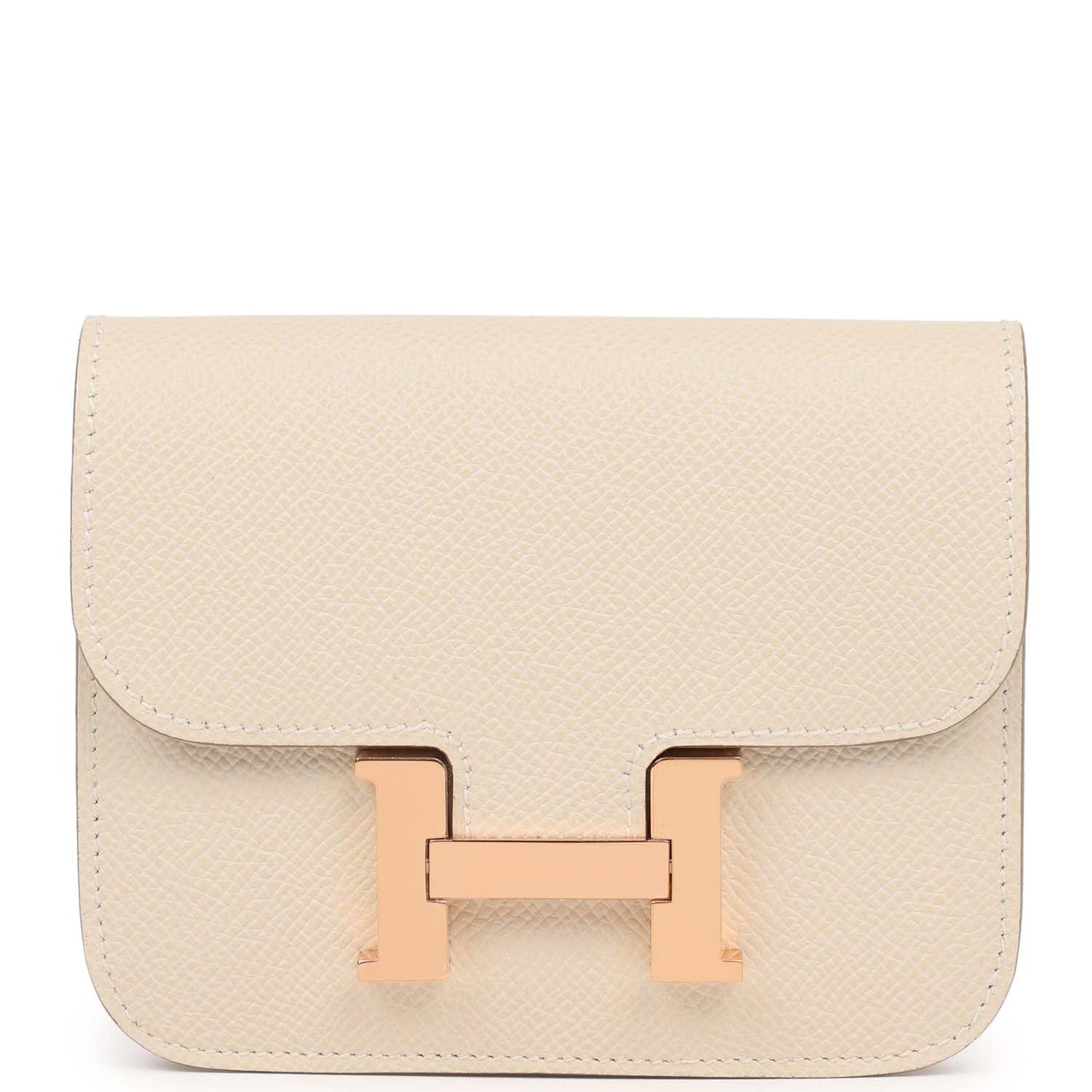 Hermes Constance Slim Wallet Craie Epsom Rose Gold Hardware