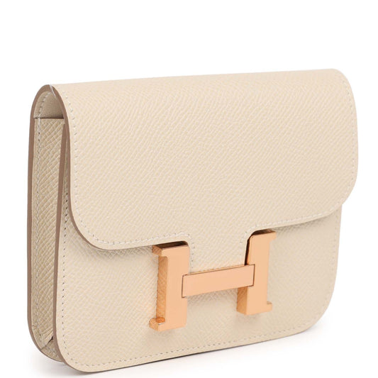 Hermes Constance Slim Wallet Craie Epsom Rose Gold Hardware