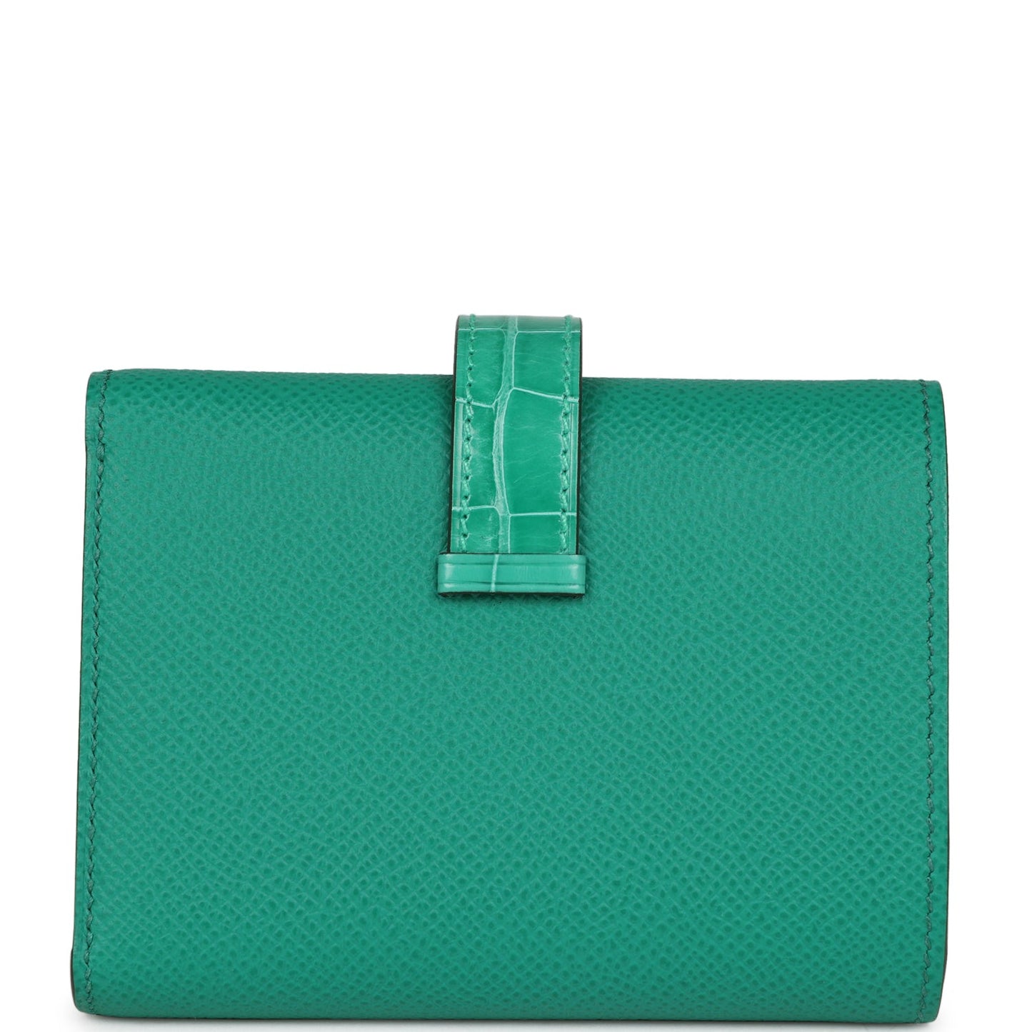 Hermes Bearn Compact Wallet Touch Vert Jade Alligator and Epsom Palladium Hardware