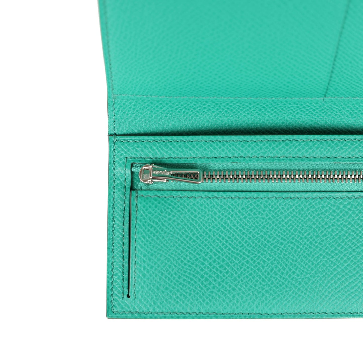 Hermes Bearn Compact Wallet Touch Vert Jade Alligator and Epsom Palladium Hardware