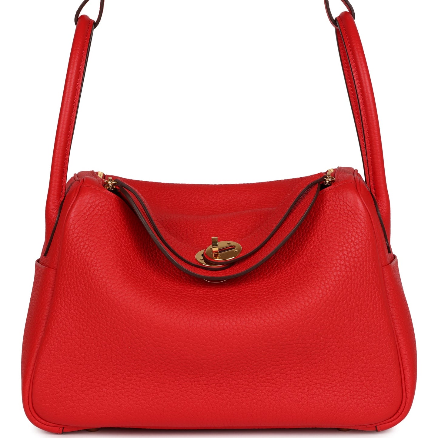 Pre-owned Hermes Lindy 26 Rouge De Coeur Clemence Gold Hardware