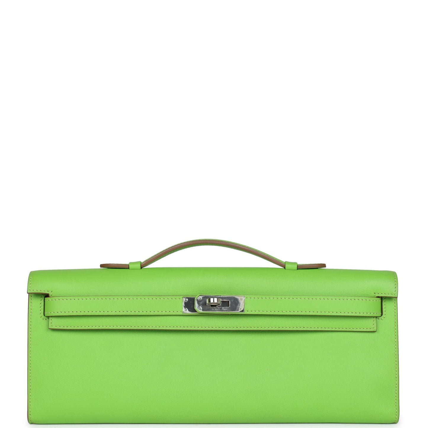 Pre-owned Hermes Kelly Cut Vert Cru Swift Palladium Hardware