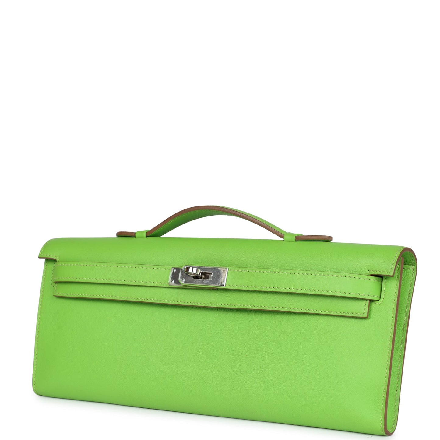 Pre-owned Hermes Kelly Cut Vert Cru Swift Palladium Hardware