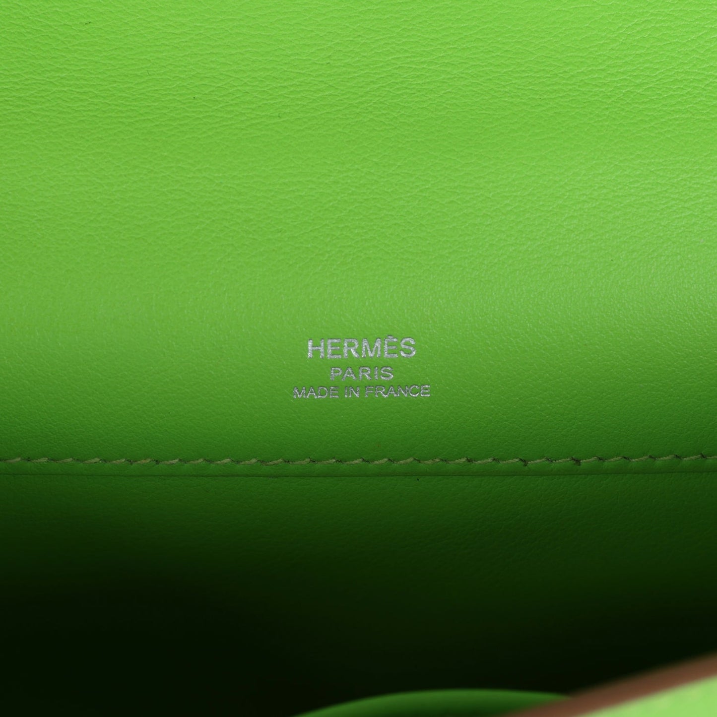 Pre-owned Hermes Kelly Cut Vert Cru Swift Palladium Hardware