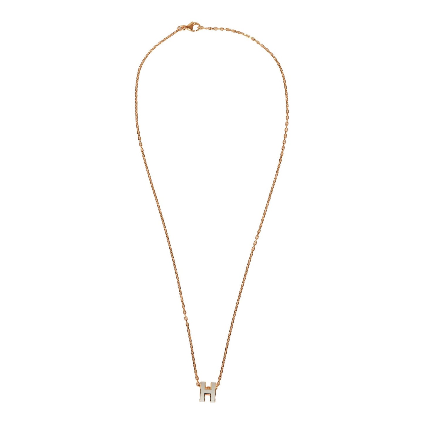 Hermes White Mini Pop H Pendant Necklace