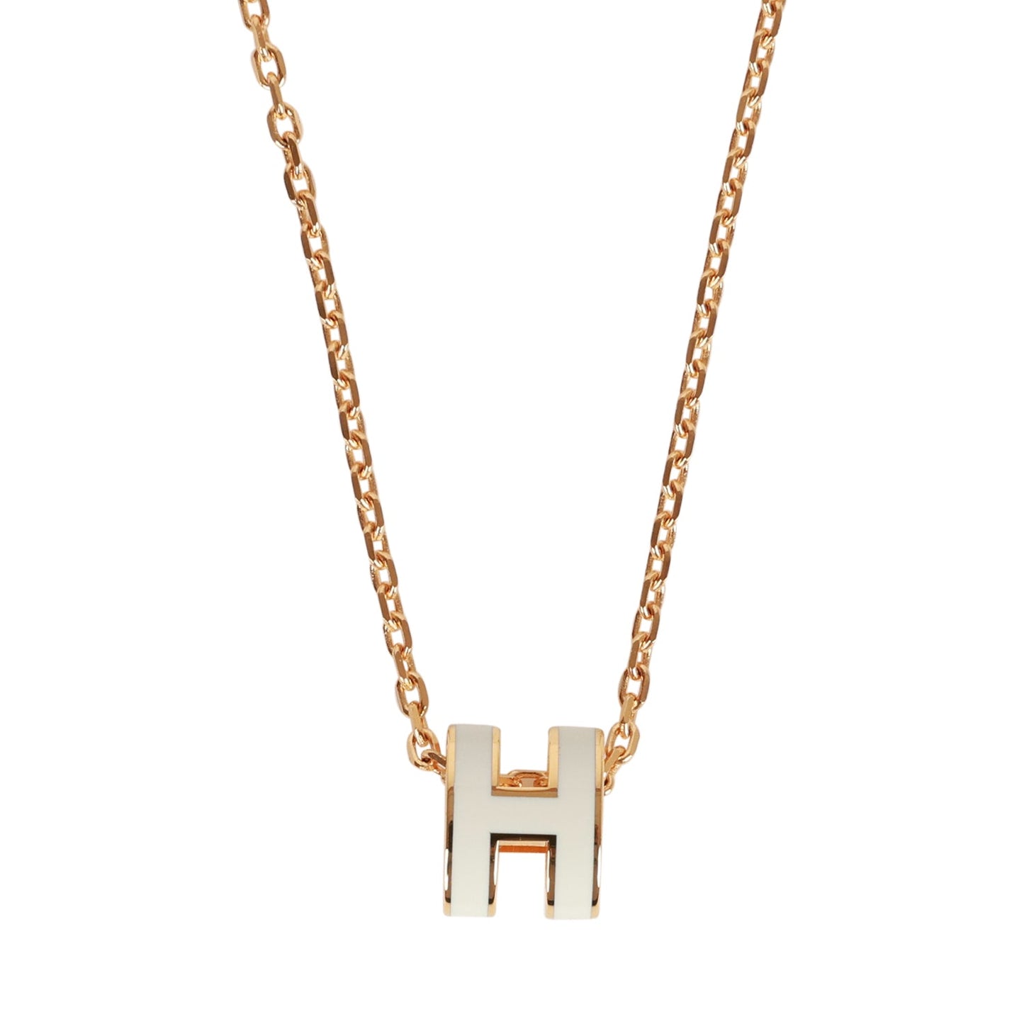 Hermes White Mini Pop H Pendant Necklace