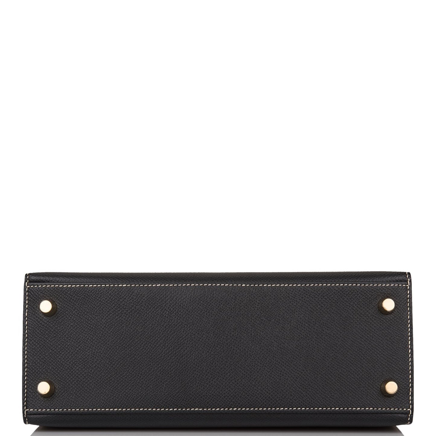 Hermes Special Order (HSS) Kelly Sellier 25 Black and Craie Epsom Brushed Gold Hardware