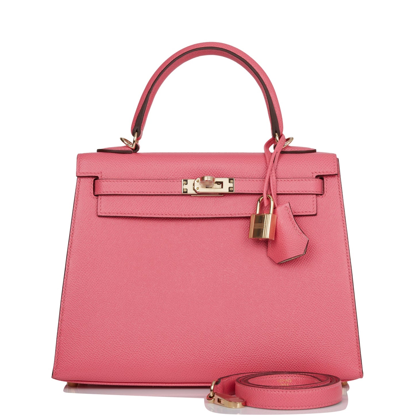 Hermes Special Order (HSS) Kelly Sellier 25 Rose Azalee Verso Epsom Permabrass Hardware