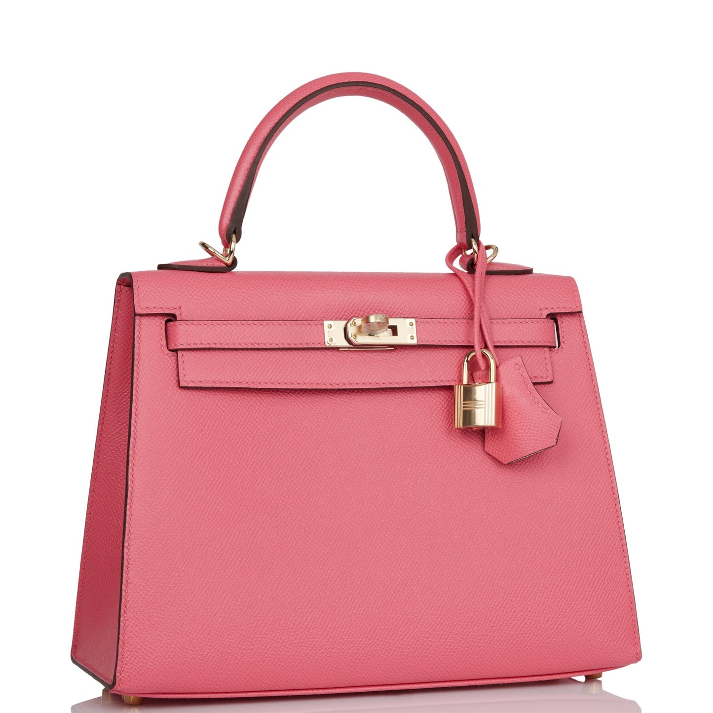 Hermes Special Order (HSS) Kelly Sellier 25 Rose Azalee Verso Epsom Permabrass Hardware