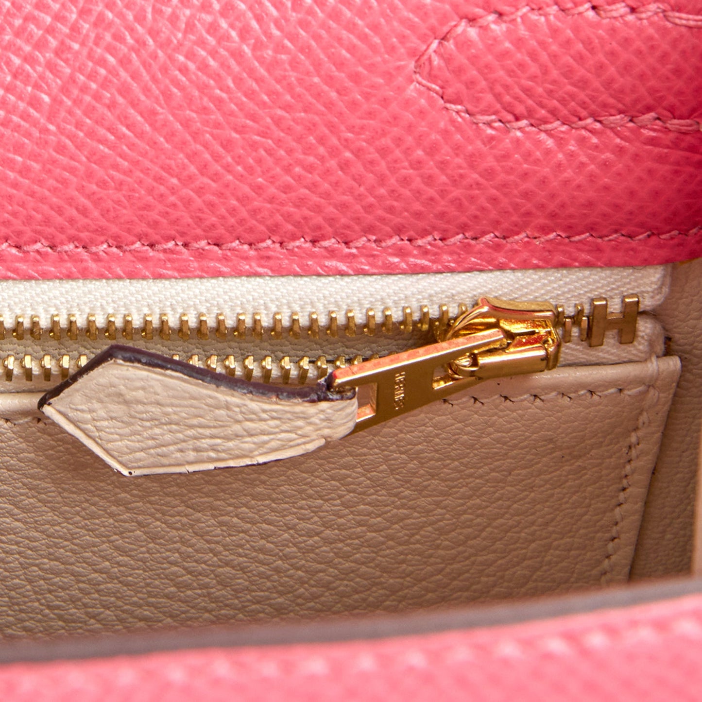 Hermes Special Order (HSS) Kelly Sellier 25 Rose Azalee Verso Epsom Permabrass Hardware