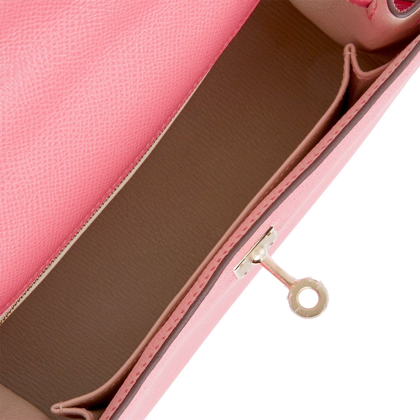 Hermes Special Order (HSS) Kelly Sellier 25 Rose Azalee Verso Epsom Permabrass Hardware