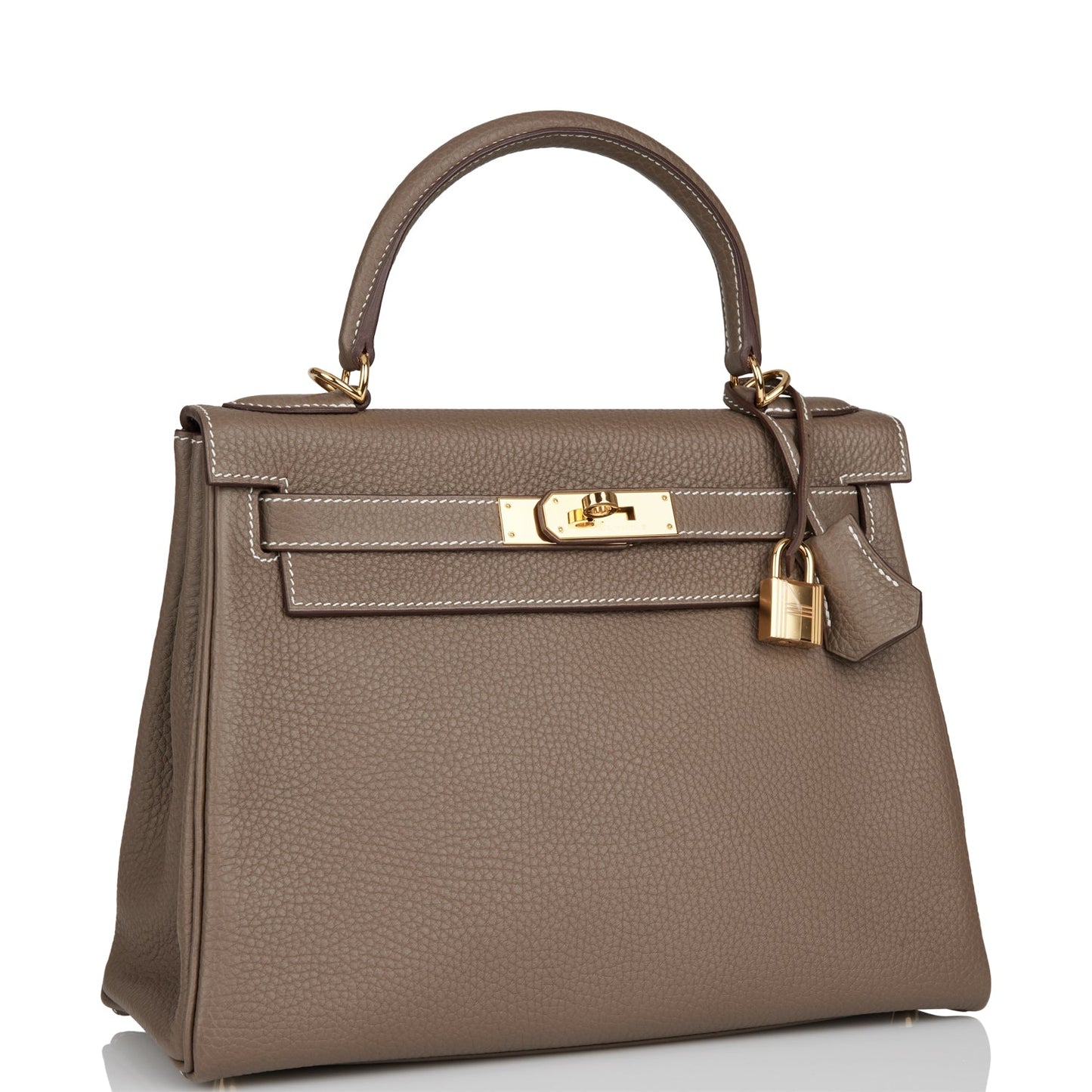 Pre-owned Hermes Kelly Retourne 28 Etoupe Clemence Gold Hardware