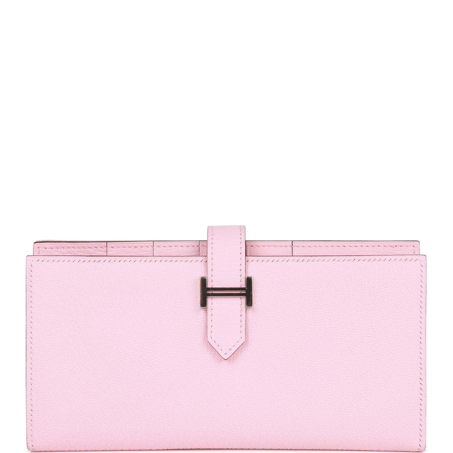 Hermes Bearn Gusset Wallet Rose Sakura Chevre Palladium Hardware