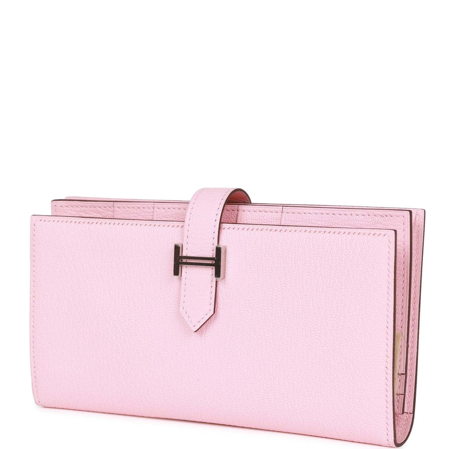 Hermes Bearn Gusset Wallet Rose Sakura Chevre Palladium Hardware